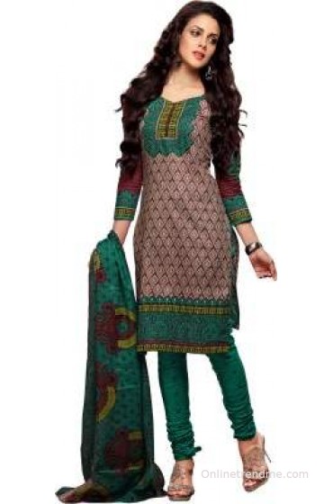 Florence Cotton Polyester Blend Printed Salwar Suit Dupatta Material(Un-stitched)